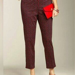 Talbots Ladybug Print Navy High Rise Straight Leg Ankle Pants Women's size 10